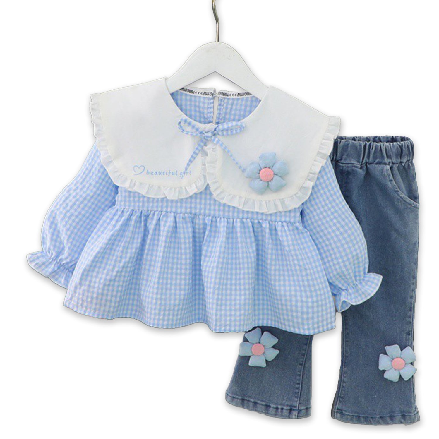 GIRL'S FLORAL TOP AND JEANS SET